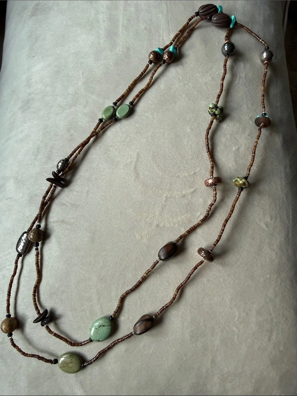 Silpada Brown and Green Layered Bead Necklace